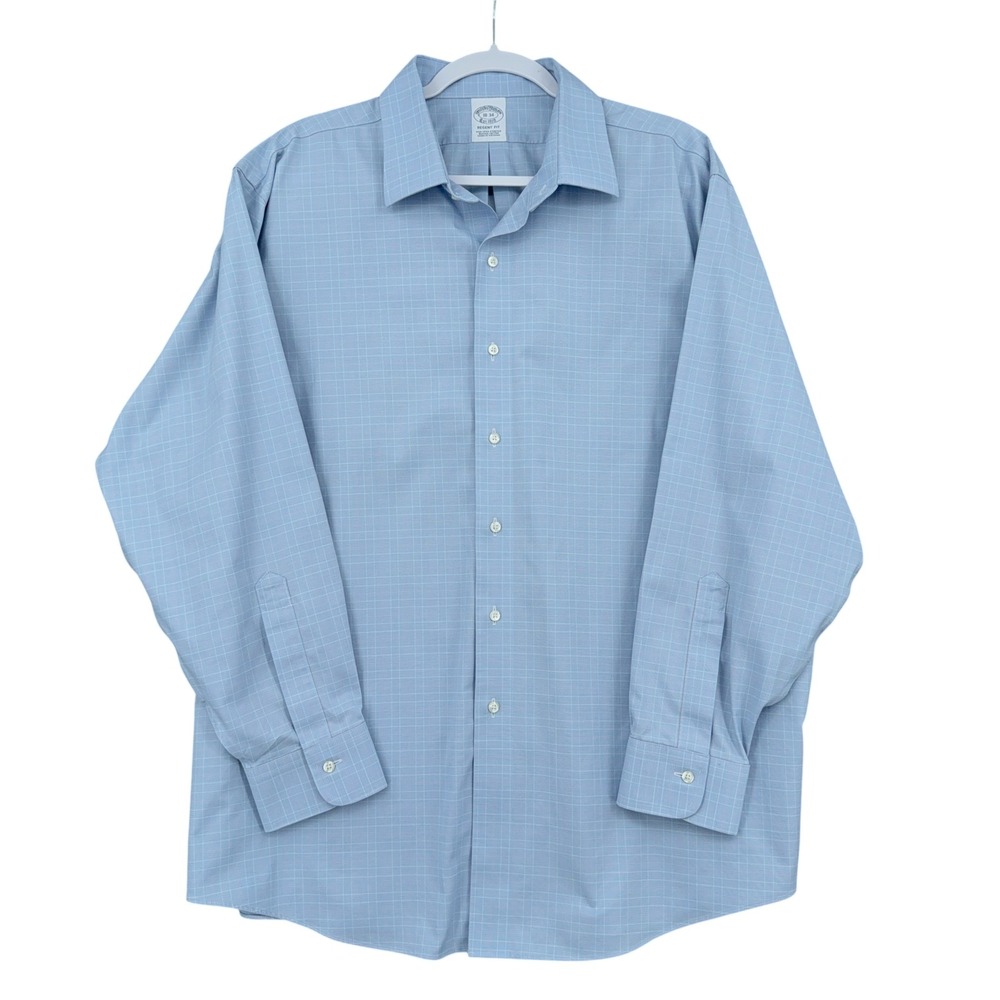 Brooks Brothers Regent Fit Dress Shirt Men 18-34 Supima Cotton Blue Check